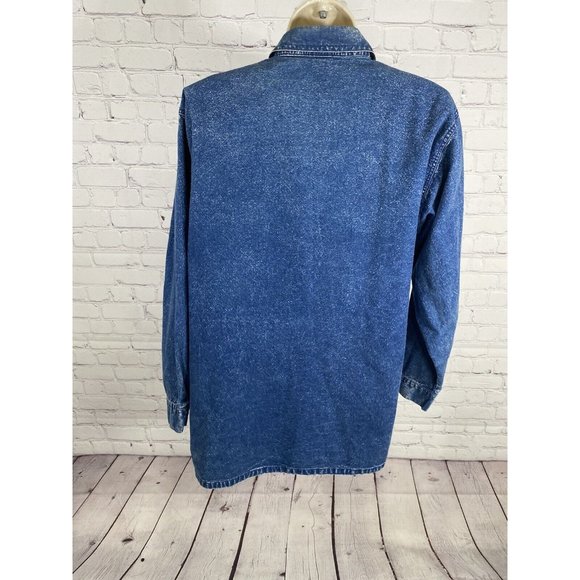 VTG Club Z Denim Long Sleeve Button Down Embroidered Beaded Denim Blouse Women S - Picture 4 of 14